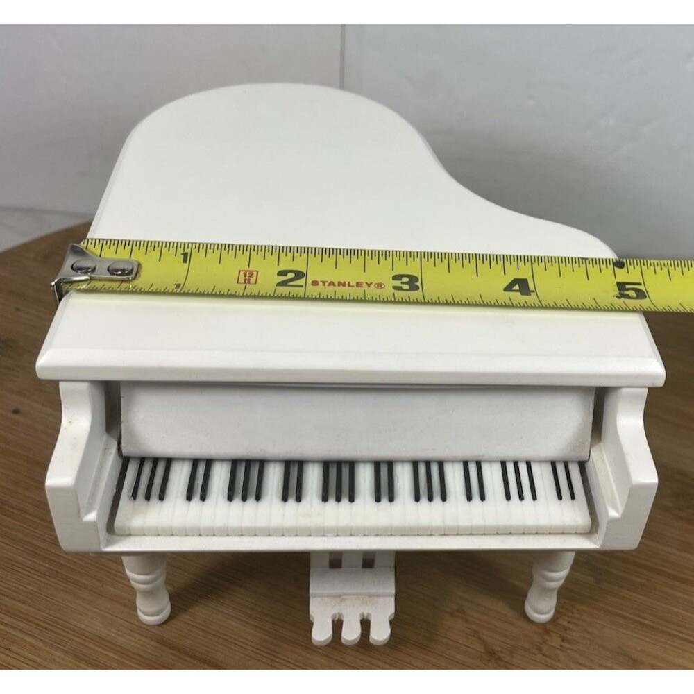 White Piano Music Box with Bench and Black Case Musical Boxes Gift for Christmas - Picture 9 of 13